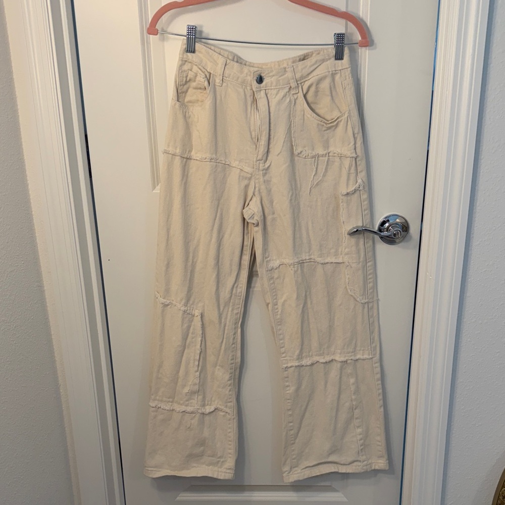 SHEIN Cream Flare Jeans